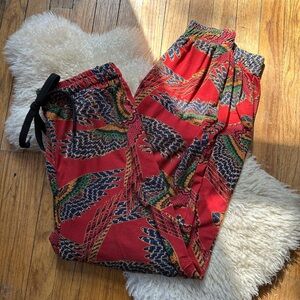 Farm Rio Vibrant Red Parrot Print Pants